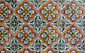 Moorish style ceramic tiles with geometrical flower patterns from Seville